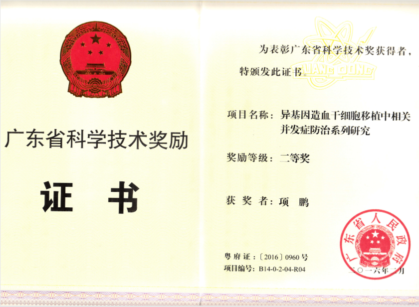 广东省科技进步二等奖 项鹏 2015